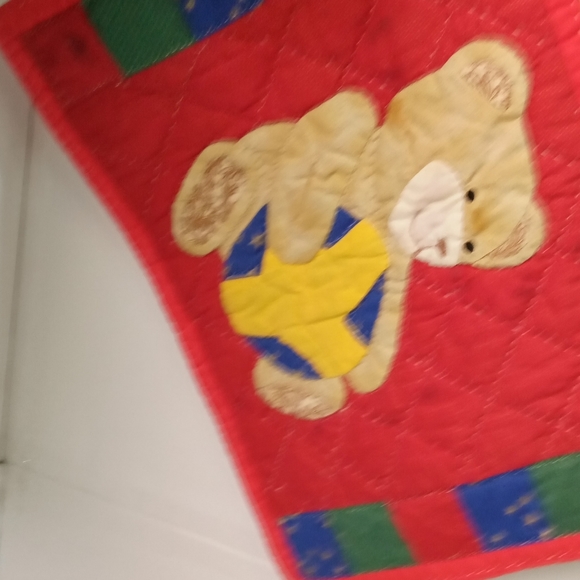 Vintage Set , 4 Teddybear Table Placemats Handmade Patch Quilt Topping 18"x13" - Picture 4 of 7